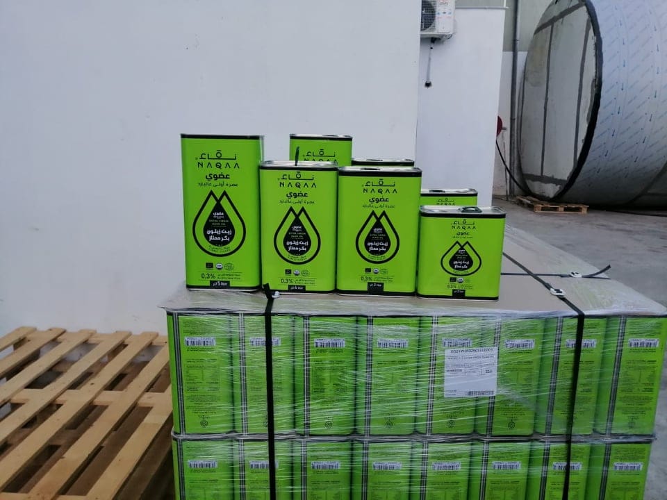 Naqaa products prepared on a pallet